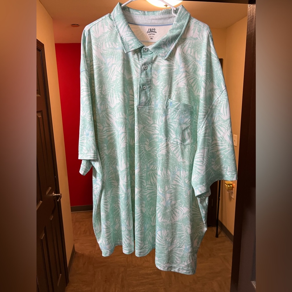 IZOD Saltwater Collard Shirt Used but Excellent Condition Aqua Green🌊💚